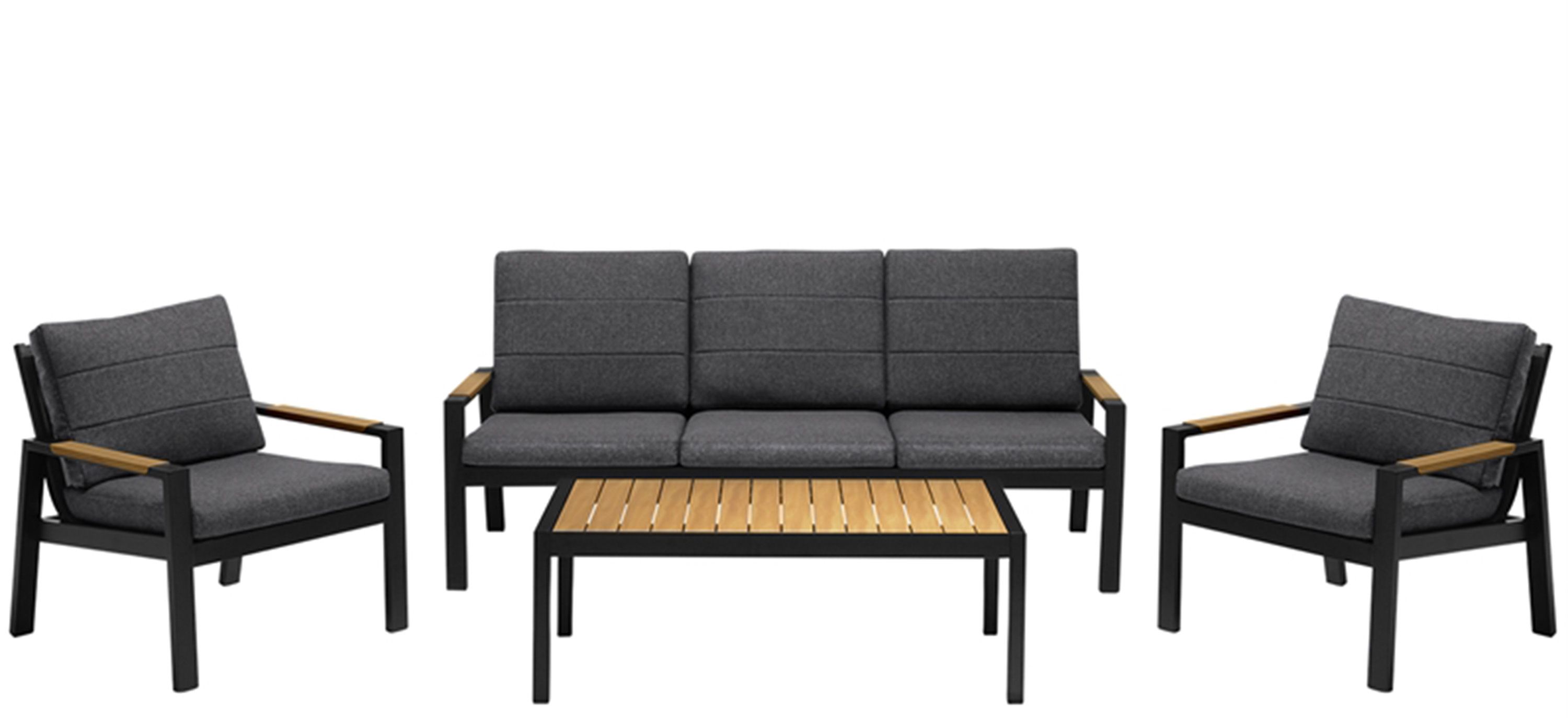 Panama Outdoor 4 Piece Black Aluminum Sofa Seating Set