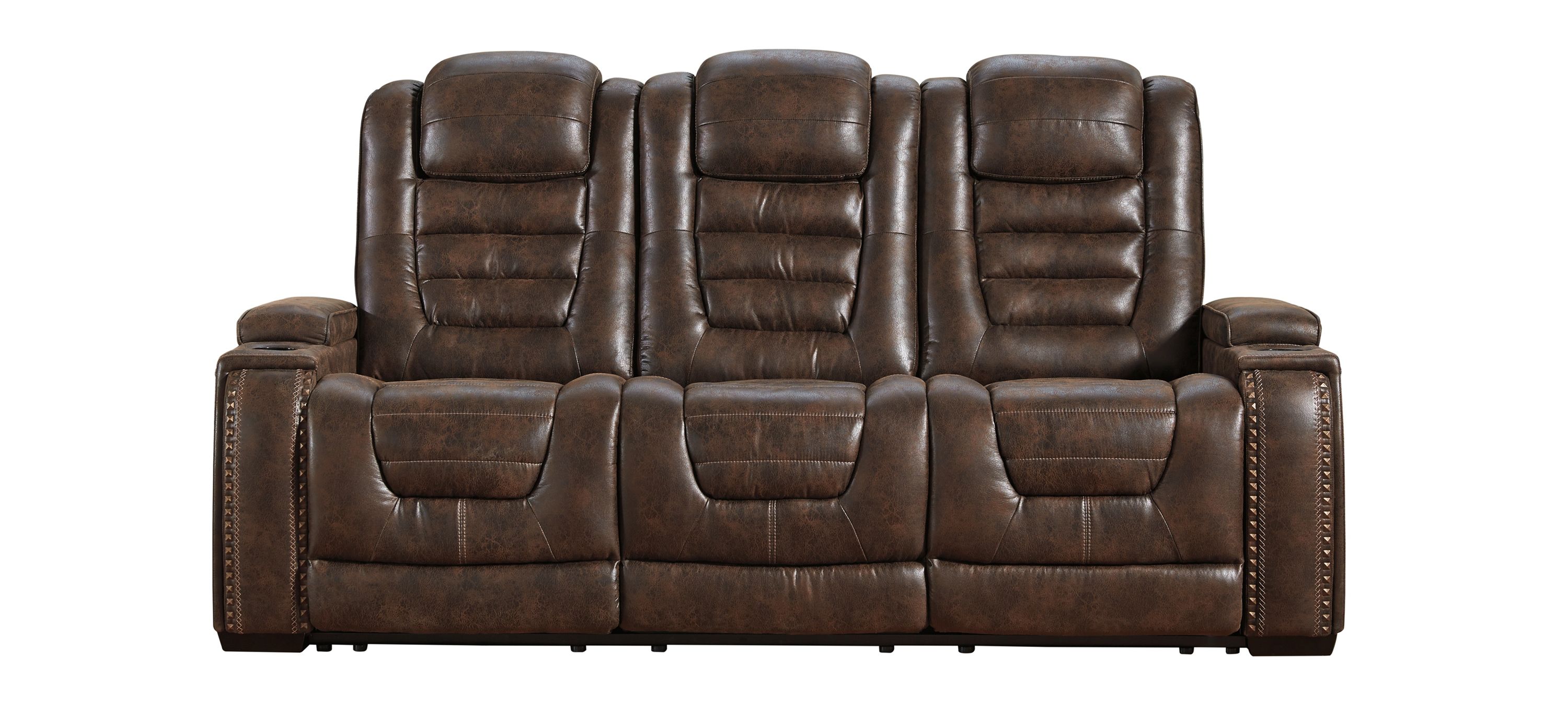 3850115PSO Game Zone Power Recliner Sofa with Adjustable Head sku 3850115PSO