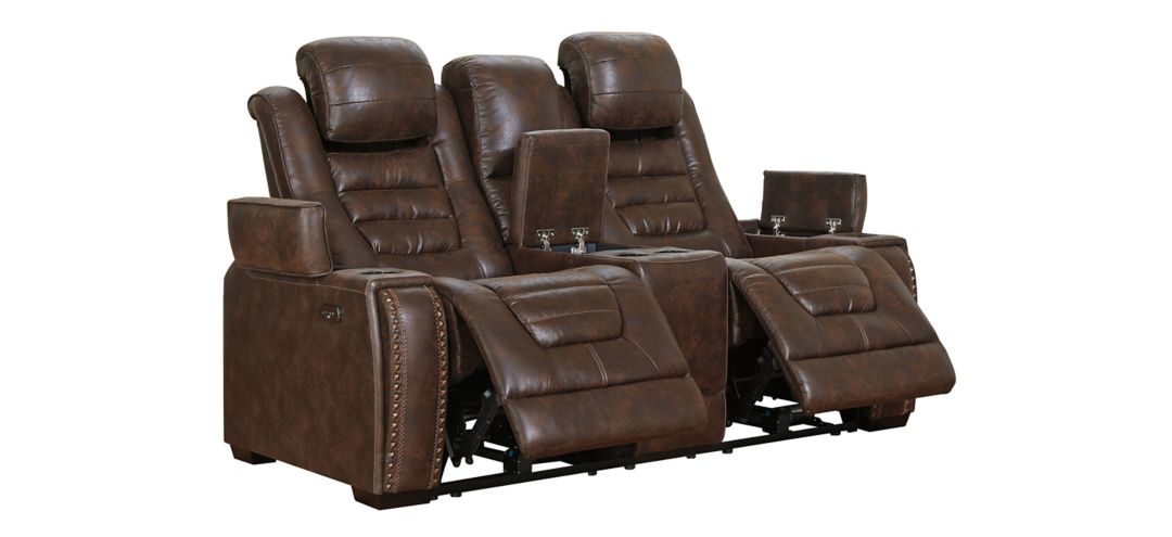 Game Zone Power Recliner Loveseat with Console and Adjustable Headrest