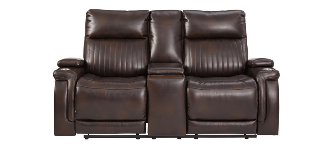 Team Time Power Recliner Loveseat with Console and Adjustable Headrest