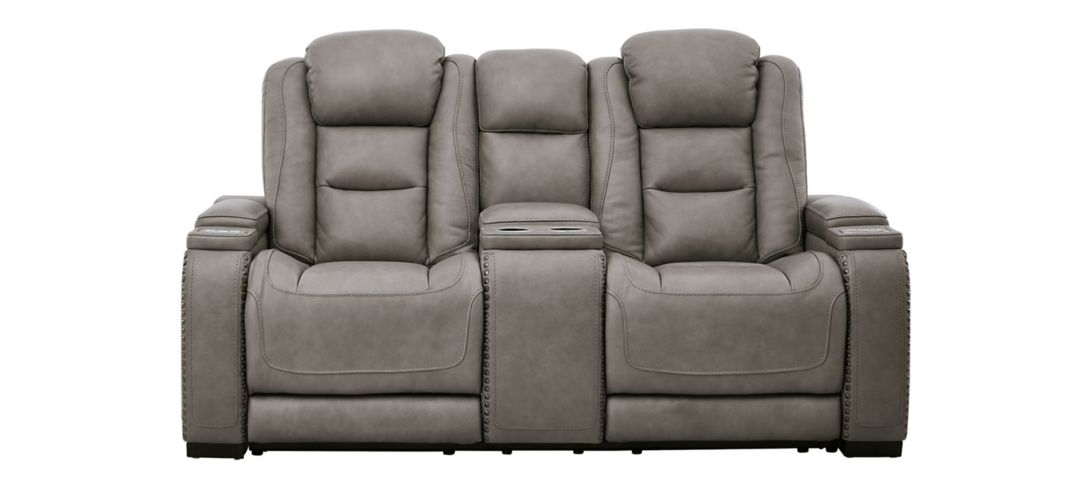 The Man-Den Power Recliner Loveseat with Console and Adjustable Headrest