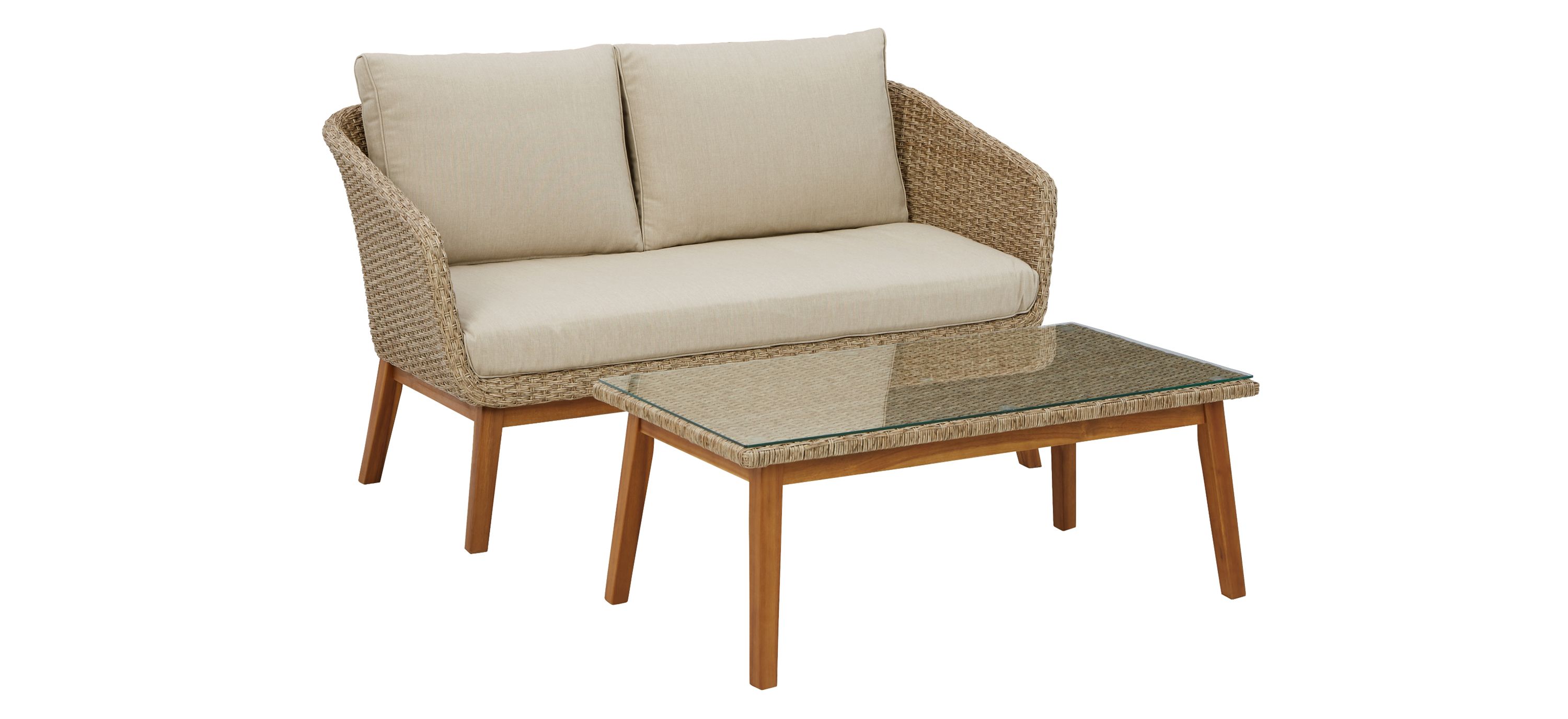 Crystal Cave Outdoor Loveseat with Table: Set of 2