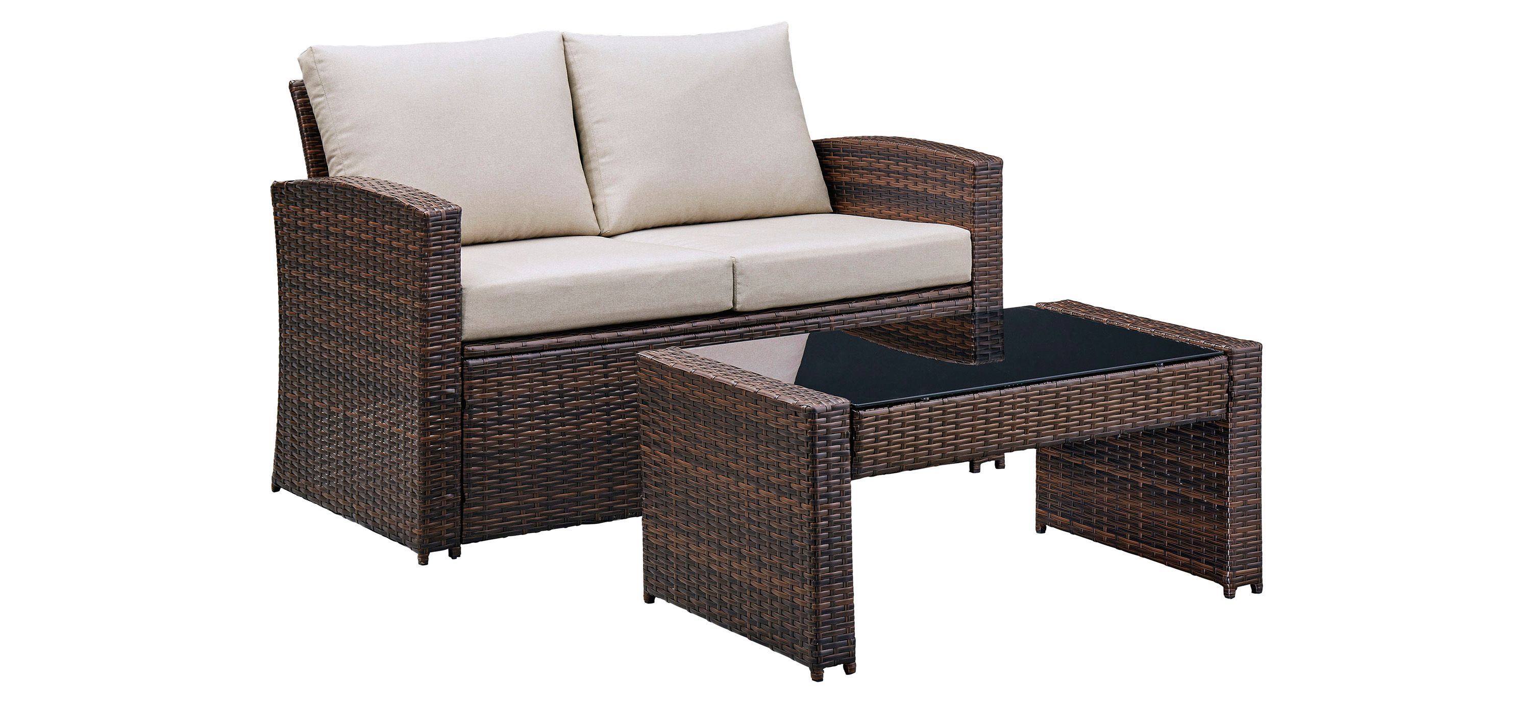 East Brook Outdoor Loveseat with Table Set