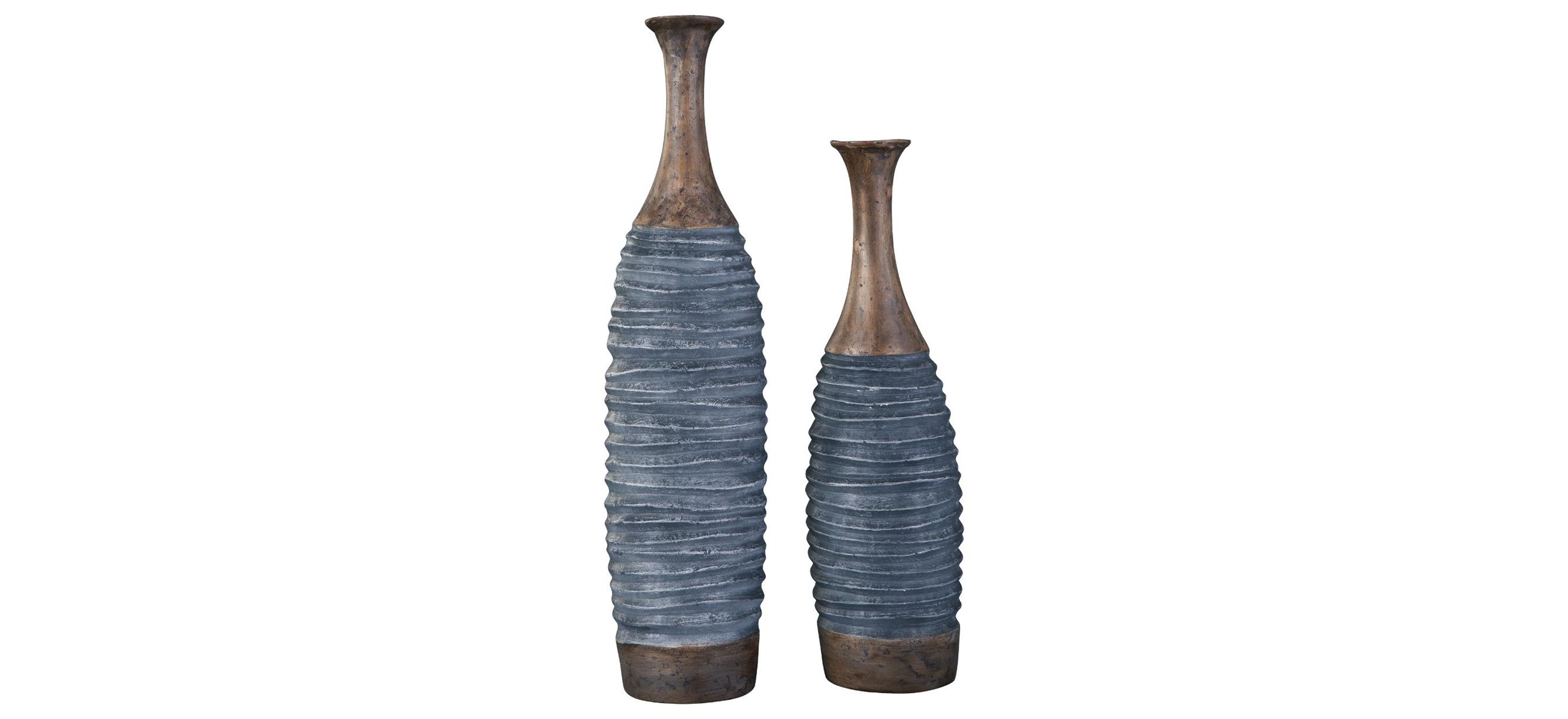 Blayze Abstract Textured Paper Composite Vase - Set of 2