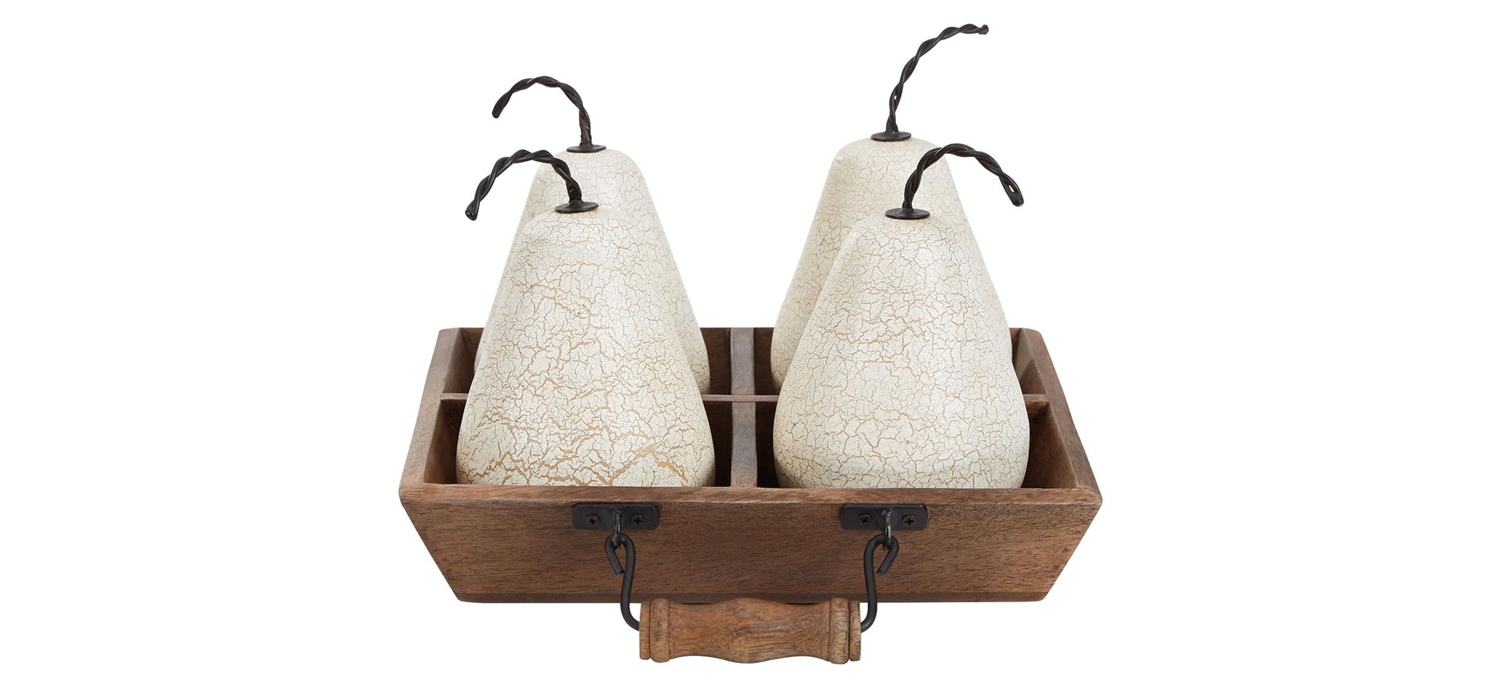 Brendy Modern Farmhouse Fruit Sculptures & Tray - Set of 5