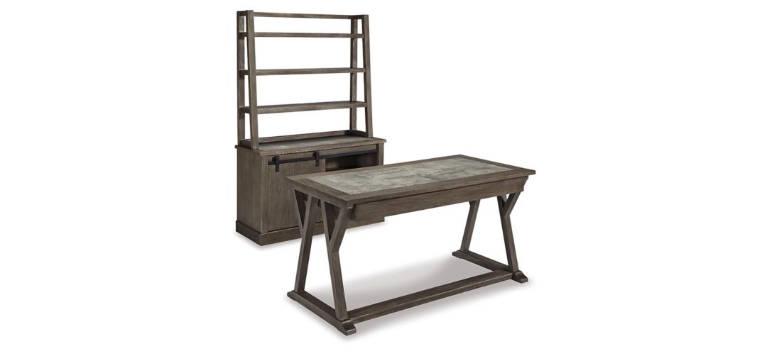 Luxenford 3-Piece Desk w/ Credenza & Hutch