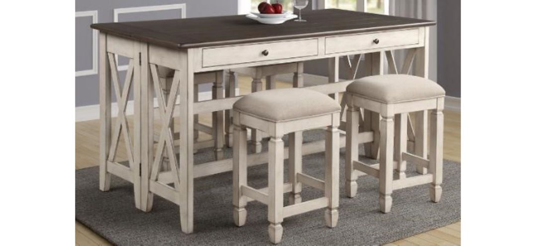 5908-532 Waverly Counter Height Drop Leaf Table with 4 stoo sku 5908-532