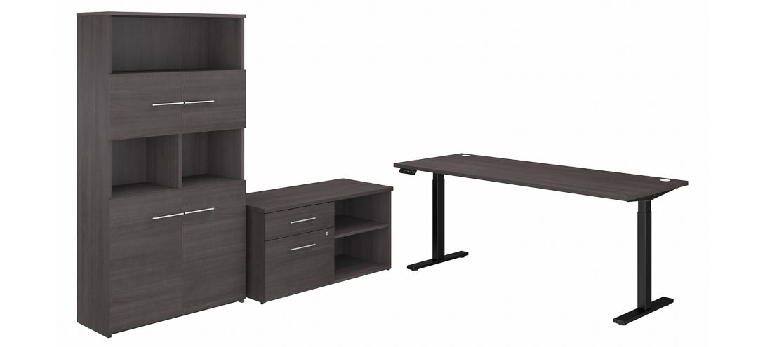 Office 500 72W Height Adjustable Standing Desk w/ Storage & Bookcase