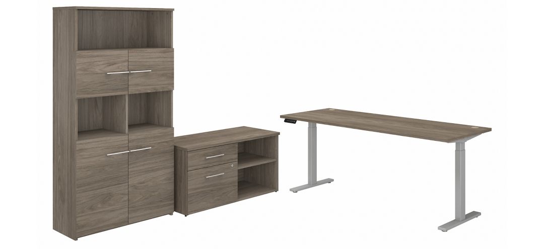 Office 500 72W Height Adjustable Standing Desk w/ Storage & Bookcase