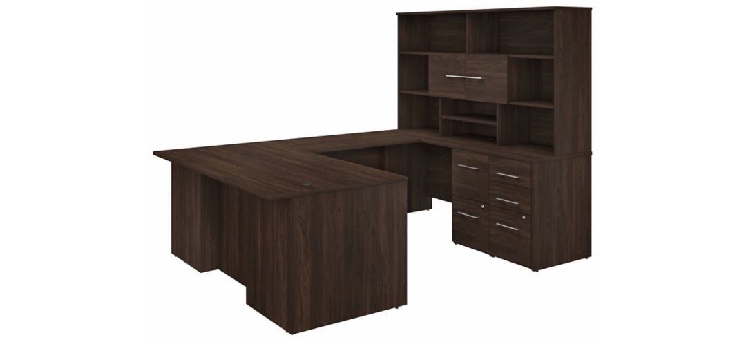 Office 500 72W U Shaped Executive Desk w/ Drawers & Hutch