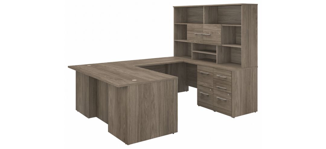 Office 500 72W U Shaped Executive Desk w/ Drawers & Hutch