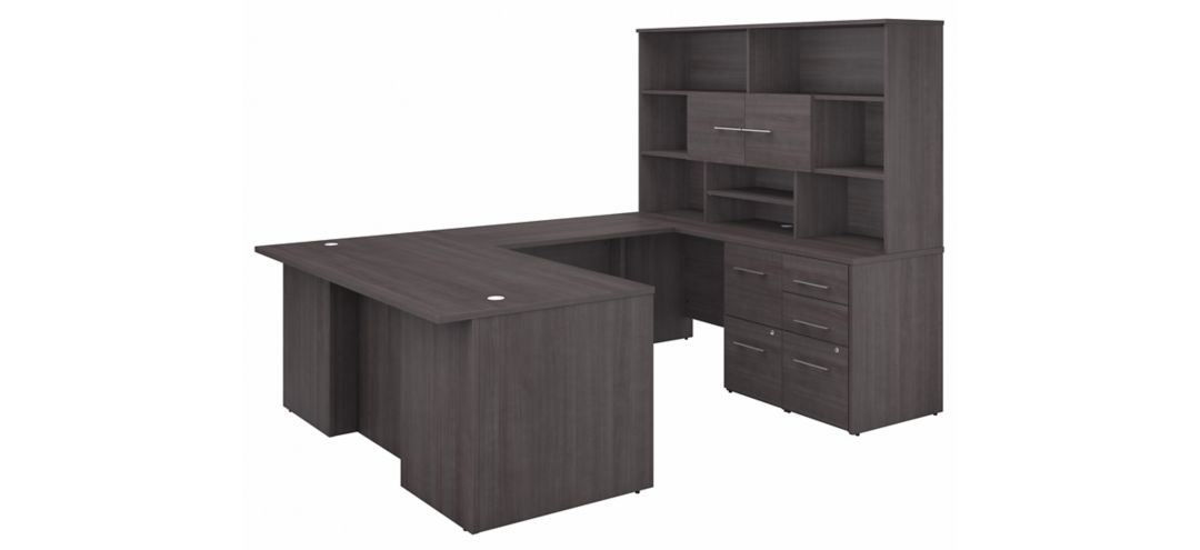 Office 500 72W U Shaped Executive Desk w/ Drawers & Hutch