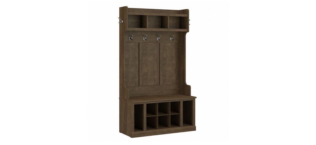 Woodland Home Hall Tree and Shoe Storage Bench with Shelves