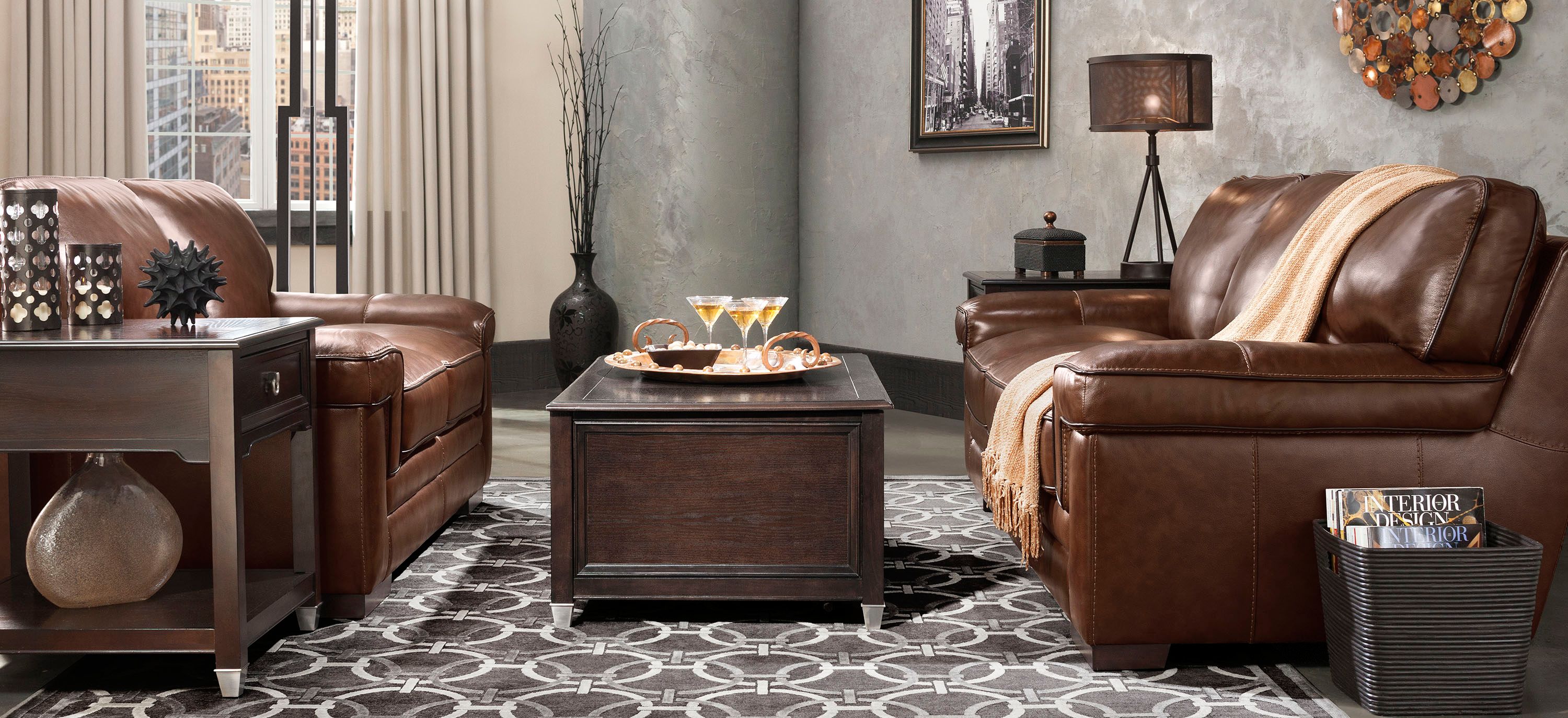 Colton 2-pc. Leather Sofa and Loveseat Set