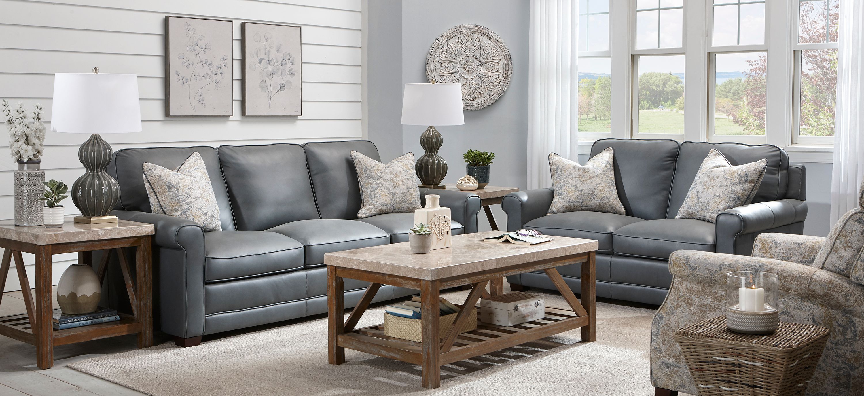 Lexington 2-pc. Leather Sofa and Loveseat