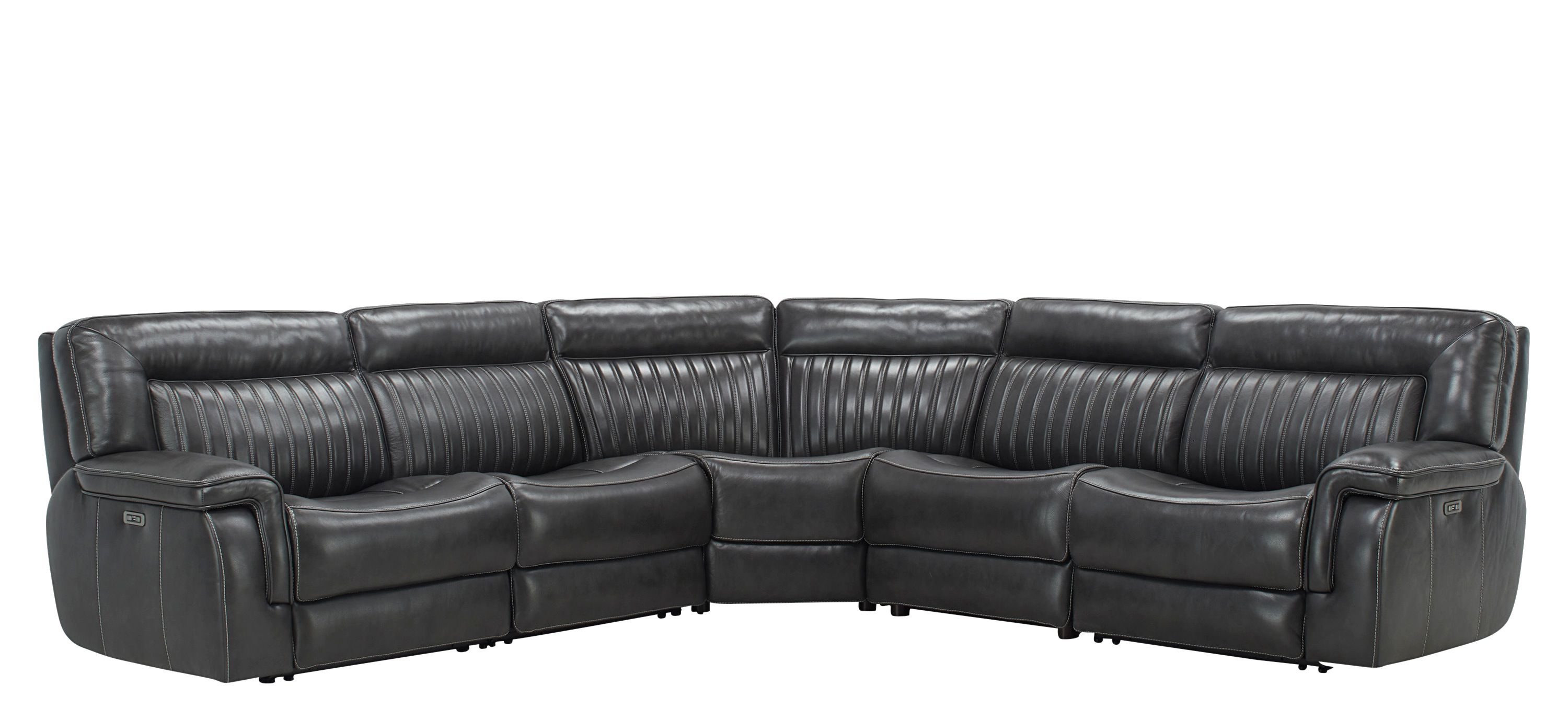 Mario Leather 5-pc. Power Sectional w/ Power Headrest