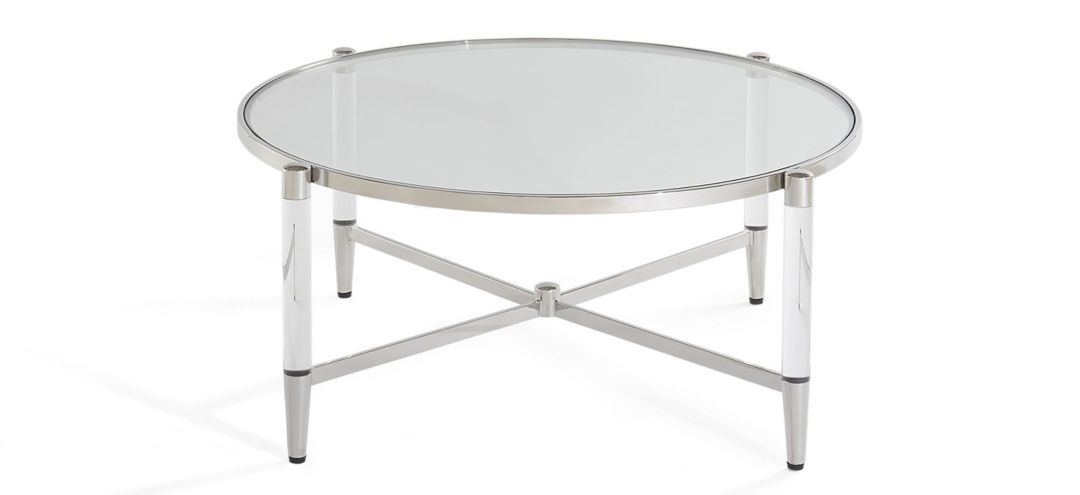 Mariyln Glass Top and Steel Base Round Coffee Table