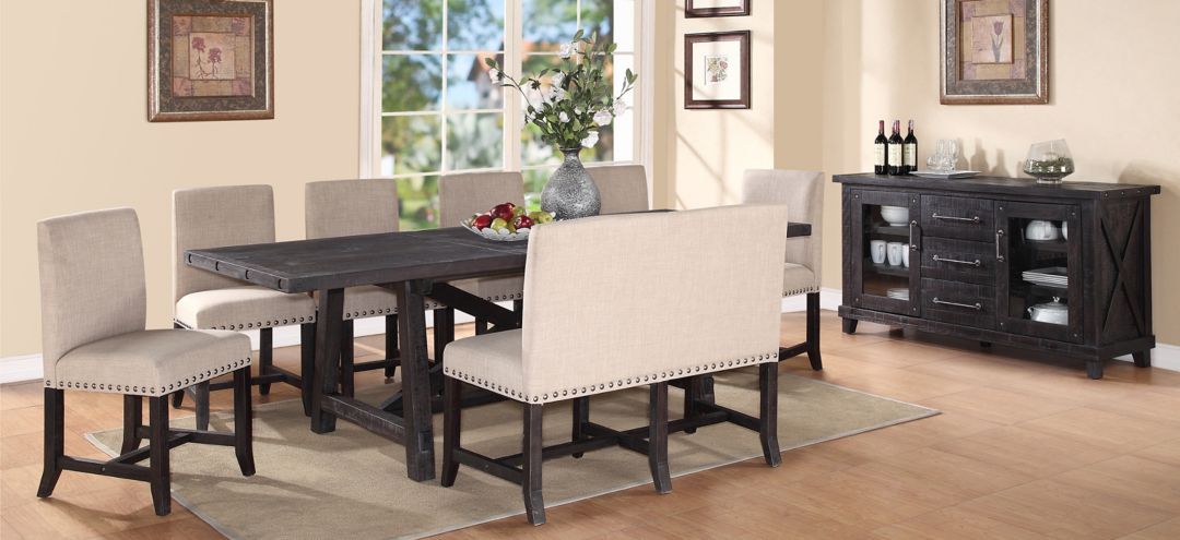 Zabela 8-pc. Dining Set w/ Bench and Upholstered Chairs