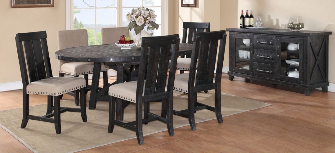 Zabela 7-pc. Round Dining Set w/ Upholstered Chairs