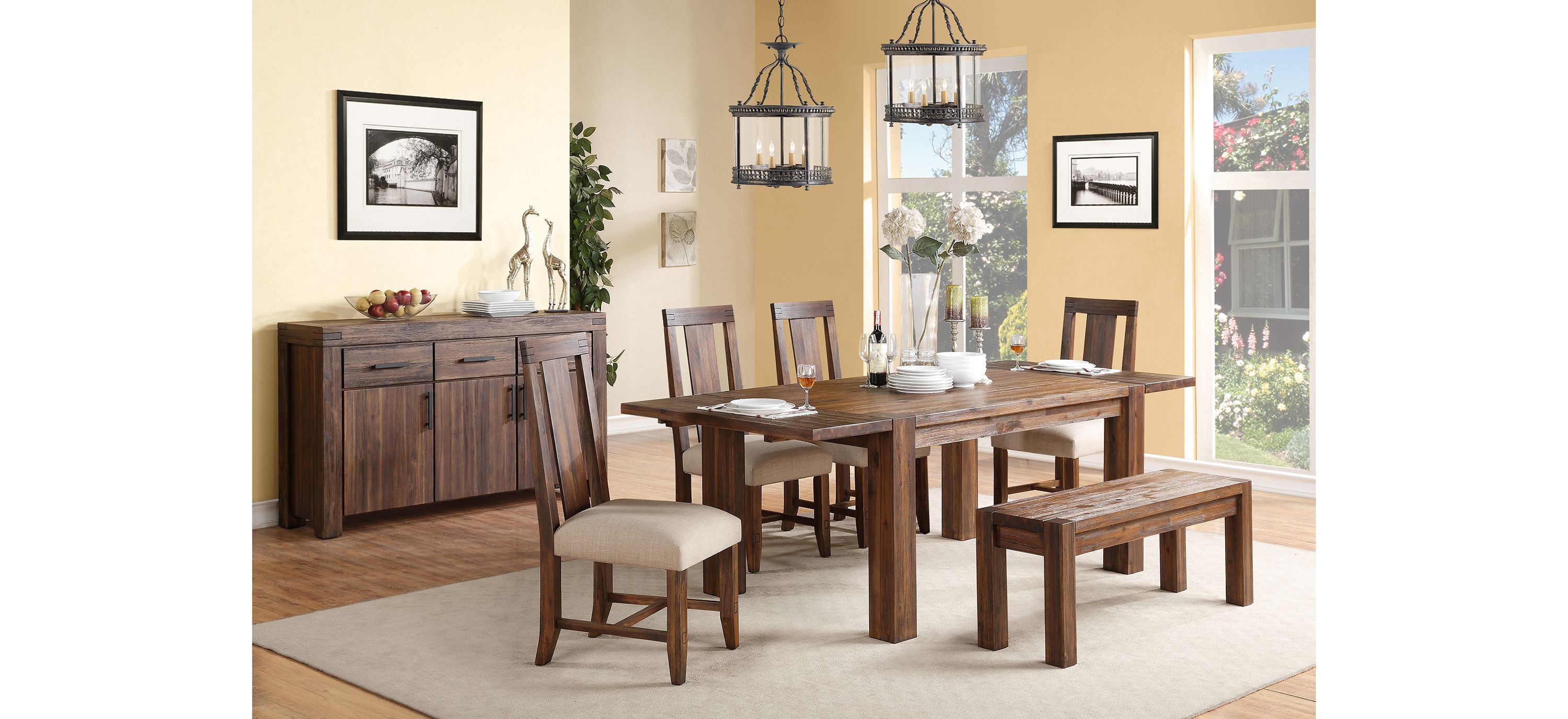 Middlefield 6-pc. Dining Set w/ Upholstered Chairs and Bench