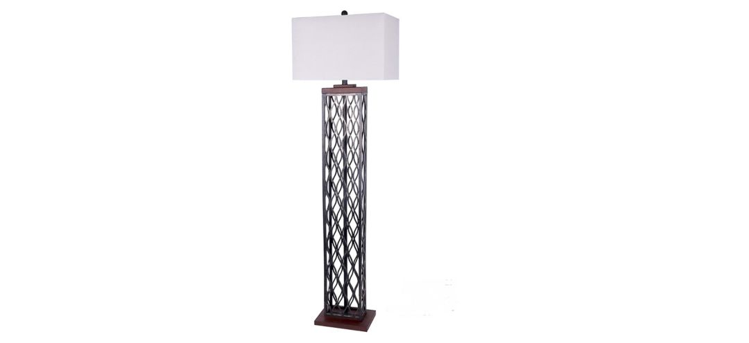 Metal and Wood Floor Lamp