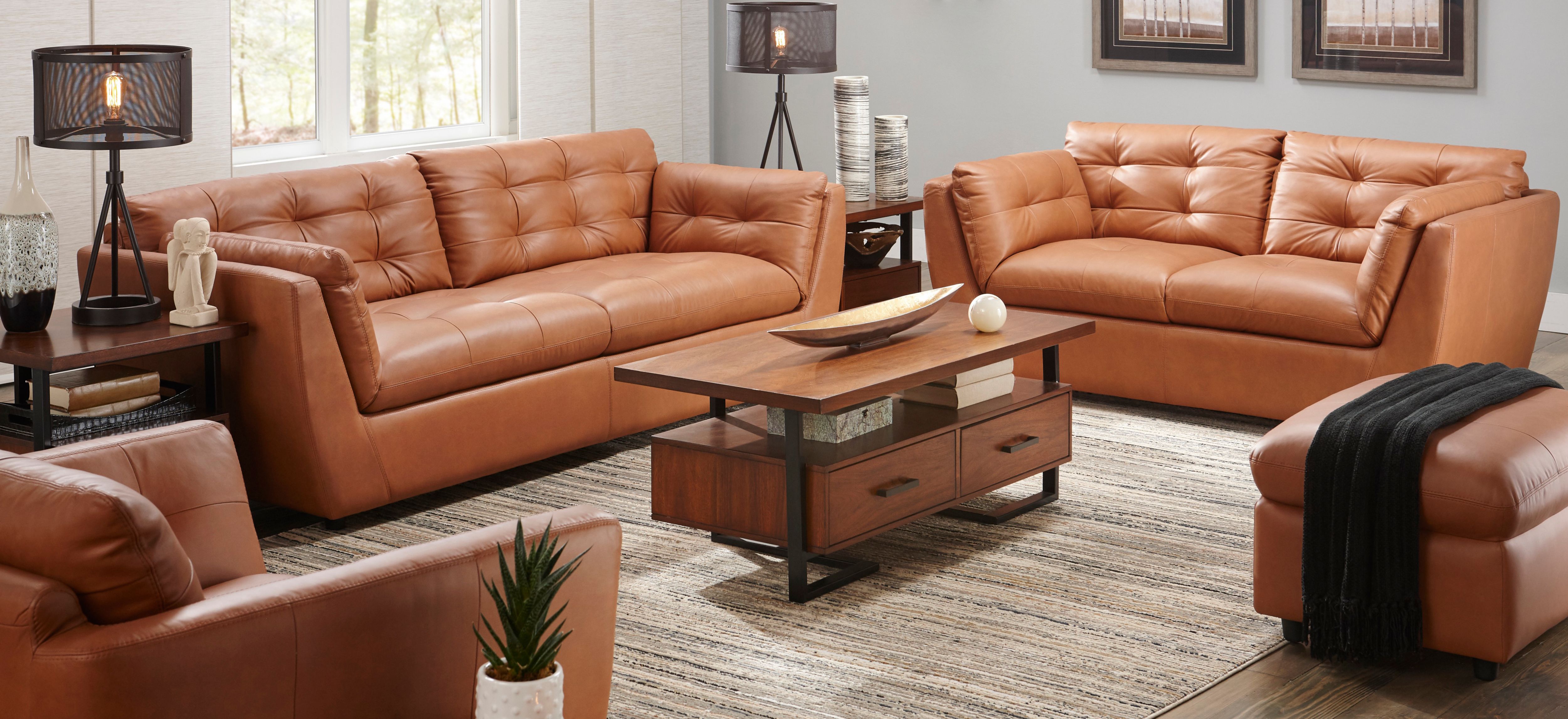 Damar 2-pc. Leather Sofa and Loveseat Set