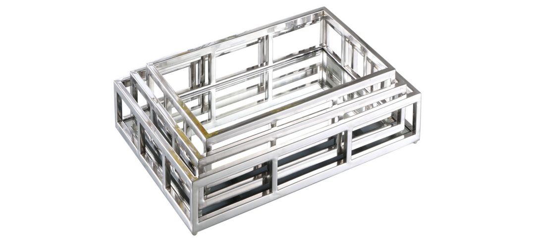 Rectangular Steel Mirrored Nesting Trays