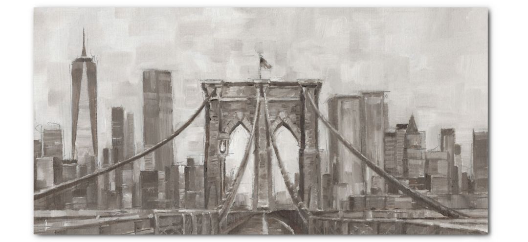 WEB-CS186 Charcoal Brooklyn Bridge I Gallery Wrapped Canvas sku WEB-CS186