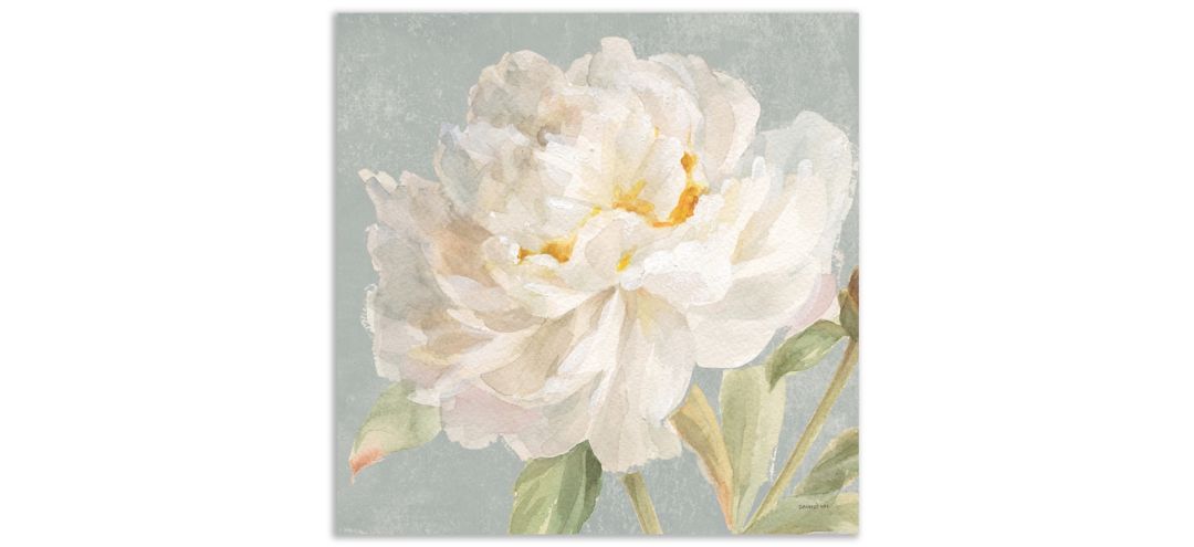 Garden Peony Neutral Crop Gallery Wrapped Canvas