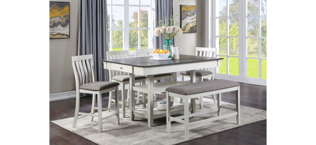 Nina 6 pc. Counter-Height Dining Set with Bench