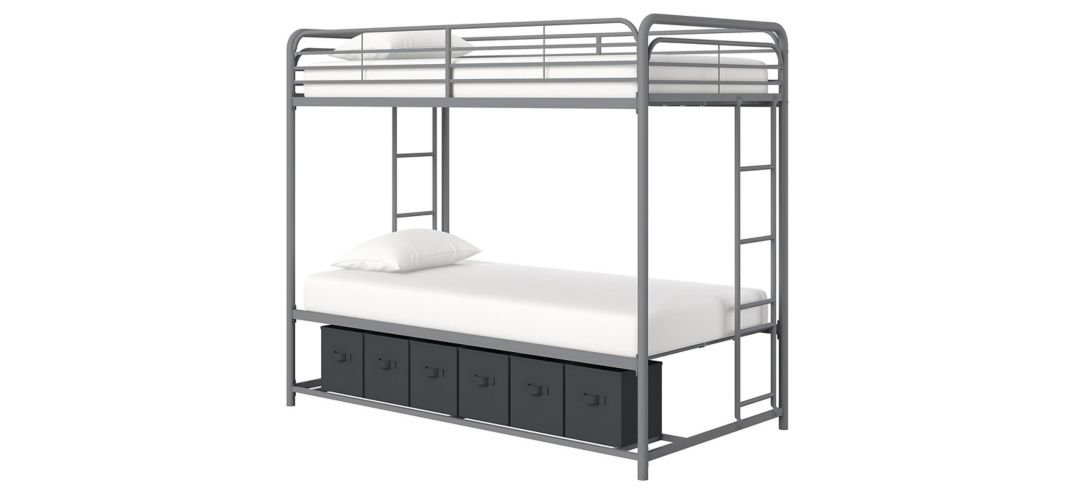Atwater Living Bethia Twin over Twin Bunk Bed with Storage Bins