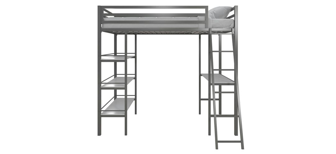 Little Seeds Nova Metal Loft Bed w/ Shelves