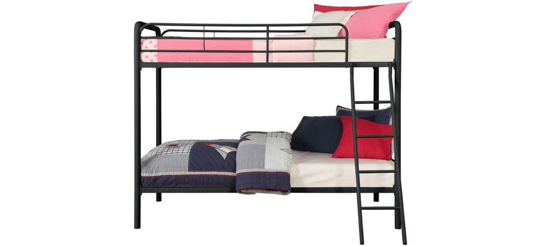 Dusty Twin over Twin Metal Bed with Ladder