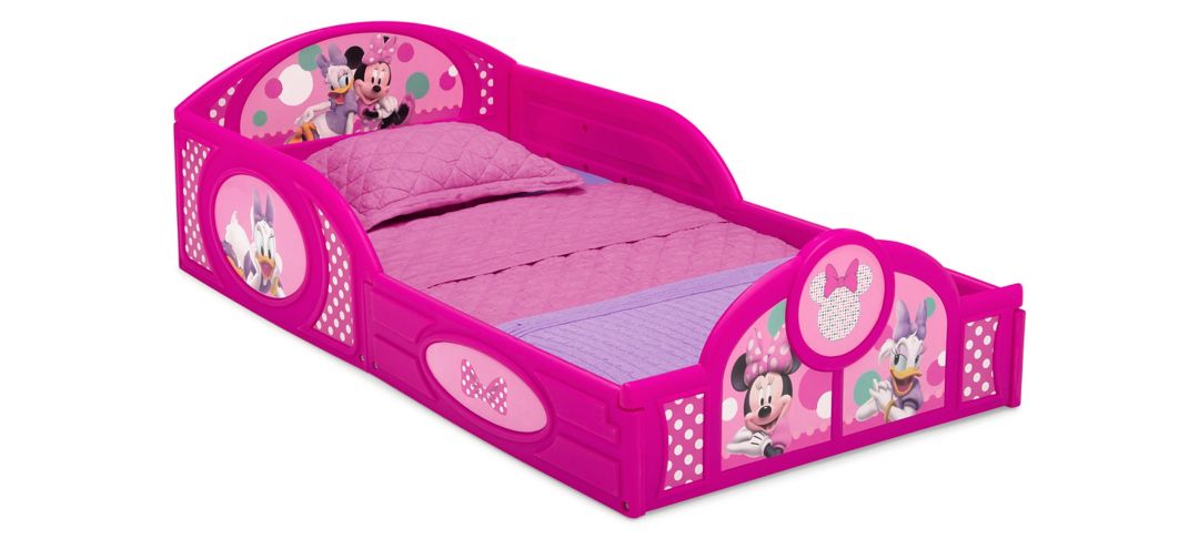 Disney Minnie Mouse Sleep and Play Toddler Bed with Attached Guardrails by 
