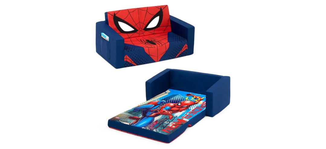 Spider-Man Cozee Flip-Out Kids Sofa 2-in-1 Convertible Sofa to Lounger by Delta Children