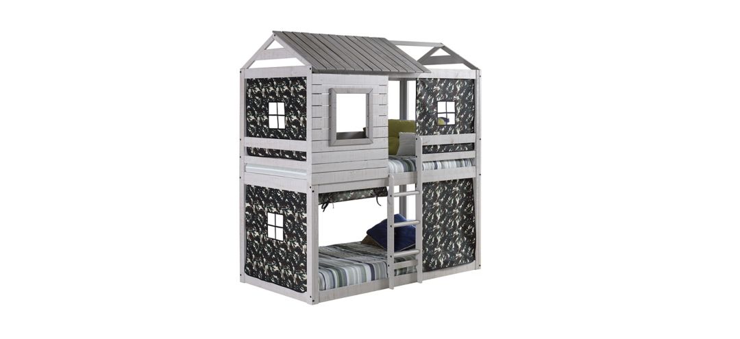 Twin over Twin Deer Blind Bunk Bed with Tent Kit