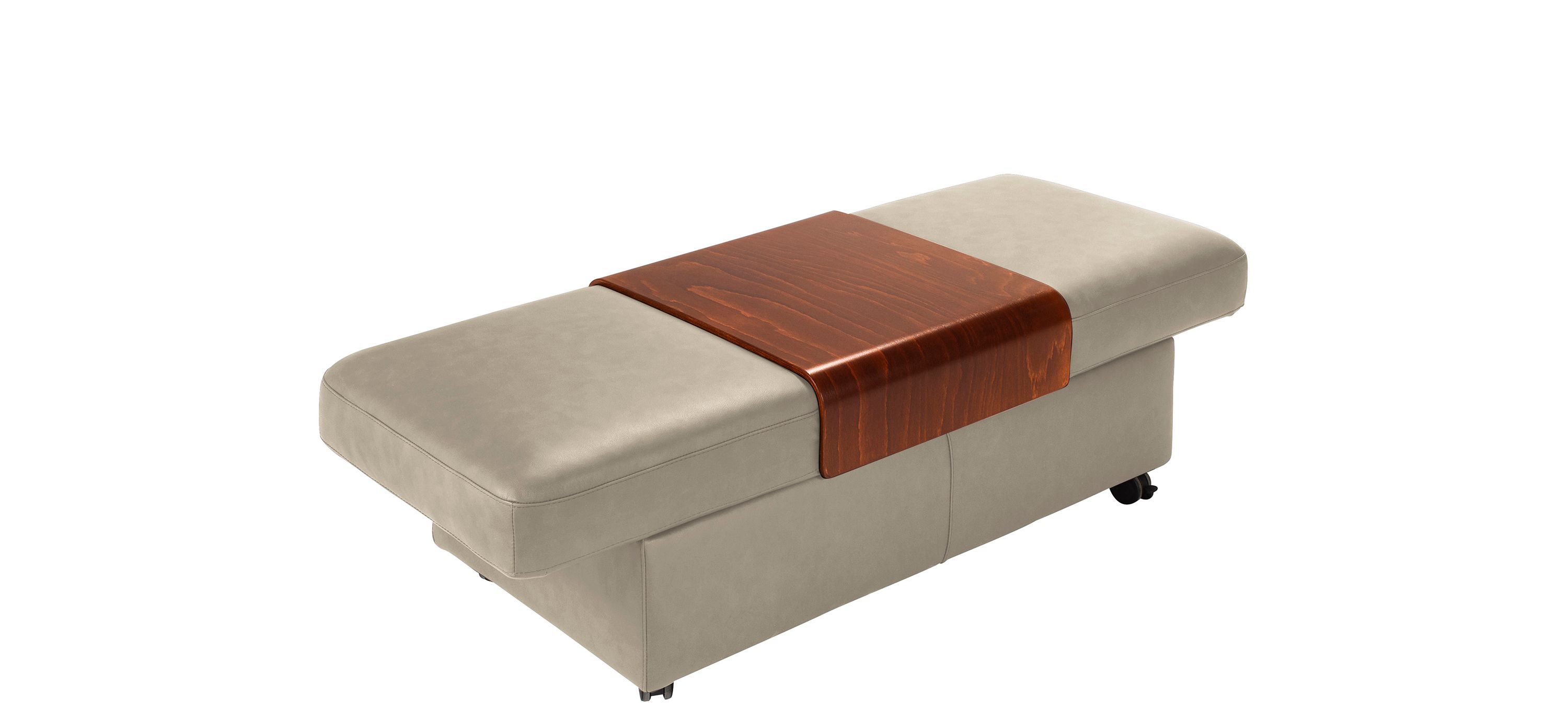 Stressless Sapphire Leather Storage Ottoman w/ Table