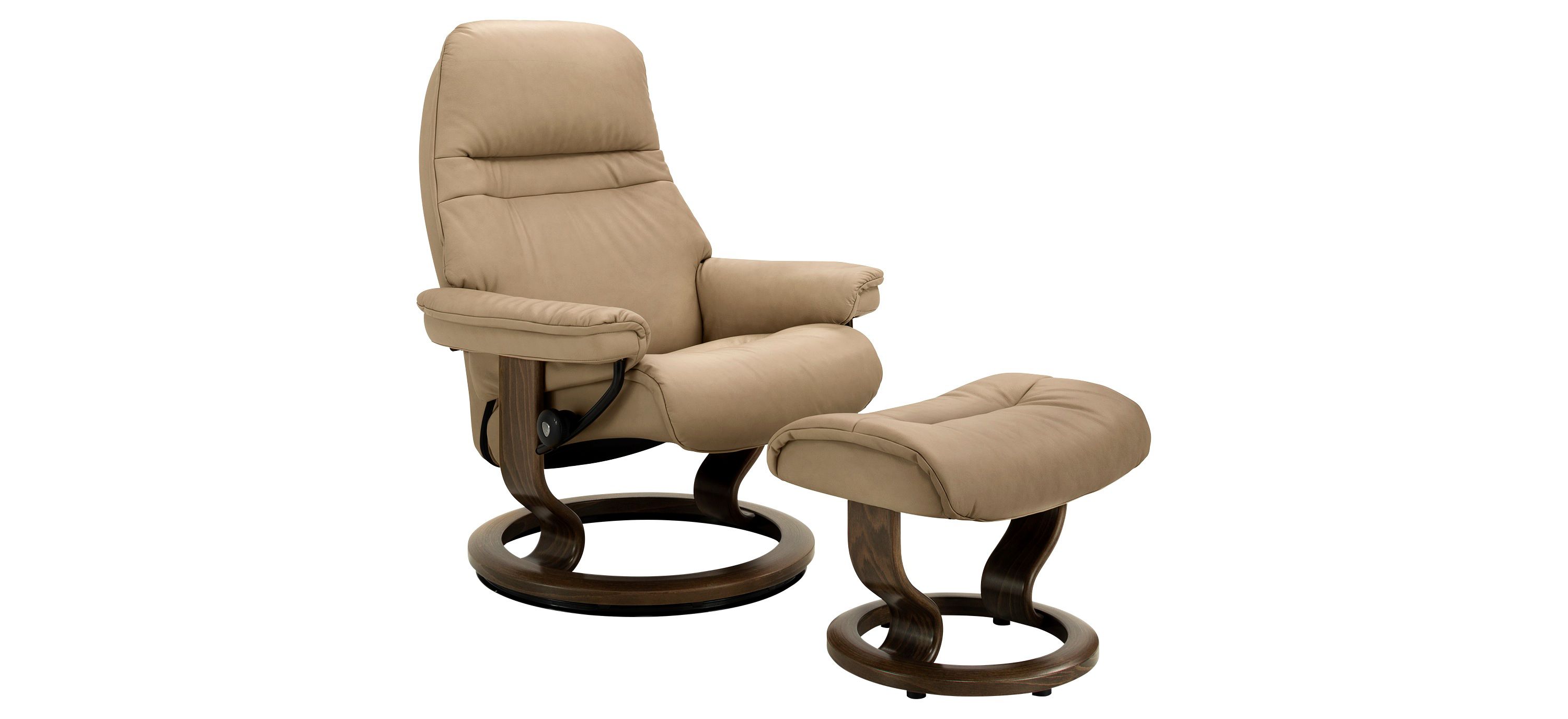 Stressless Sunrise Medium Leather Chair and Ottoman