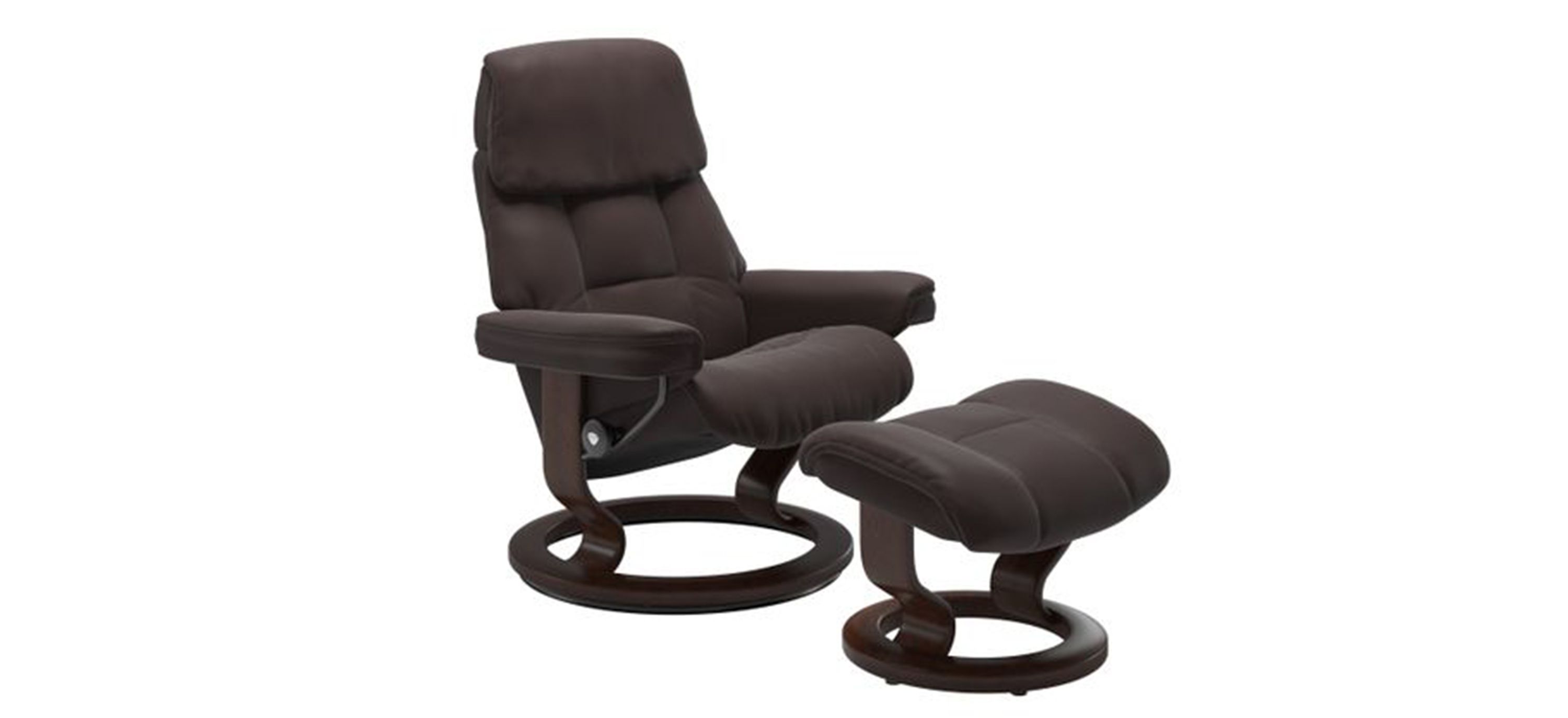 Stressless Ruby Medium Classic Leather Reclining Chair and Ottoman