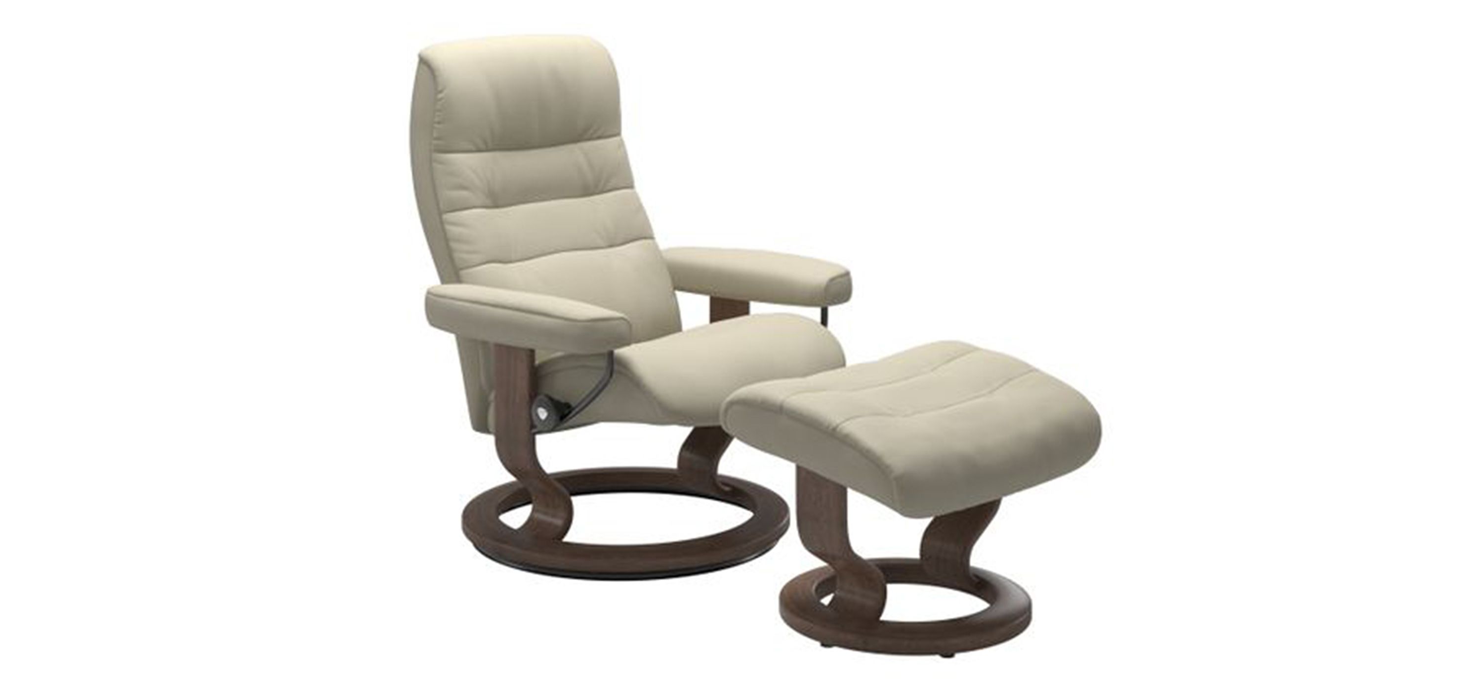Stressless Mayfair Medium Leather Reclining Chair and Ottoman At