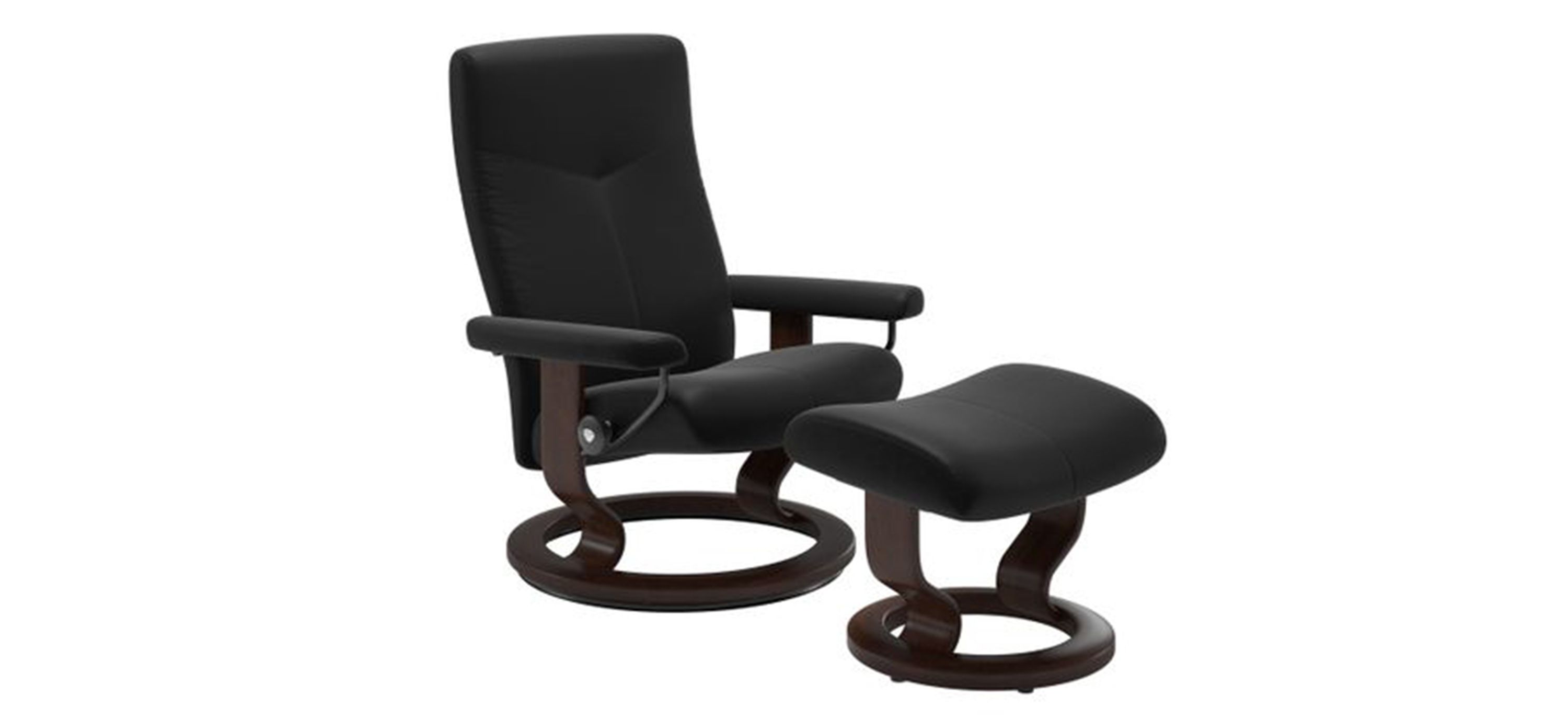 Stressless Dover Medium Classic Leather Reclining Chair and Ottoman