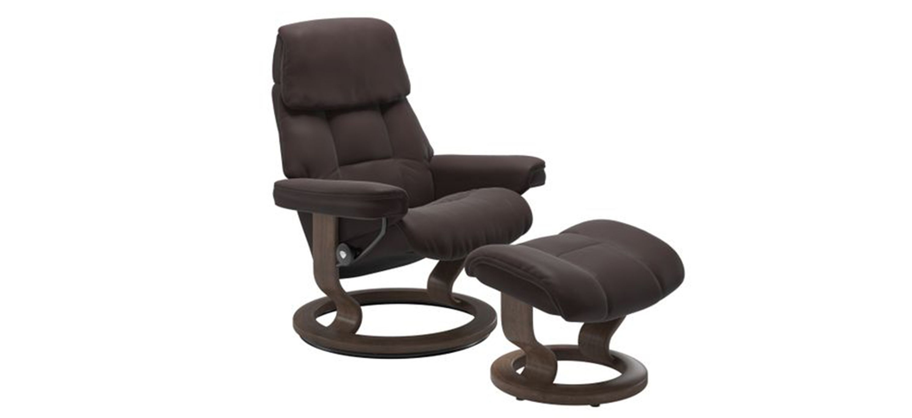 Stressless Mayfair Medium Leather Reclining Chair and Ottoman At