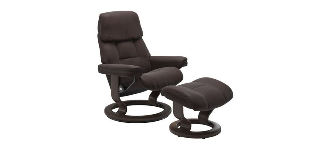 Stressless Ruby Large Classic Leather Reclining Chair and Ottoman