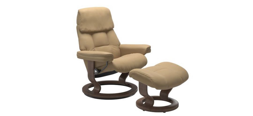 Stressless Ruby Large Classic Leather Reclining Chair and Ottoman