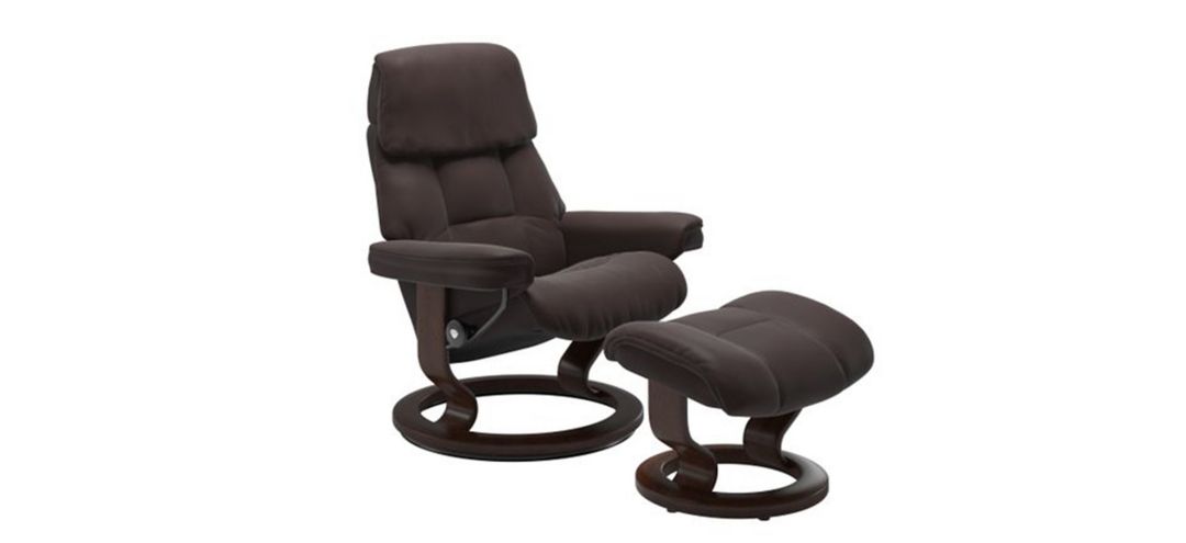 Stressless Ruby Large Classic Leather Reclining Chair and Ottoman