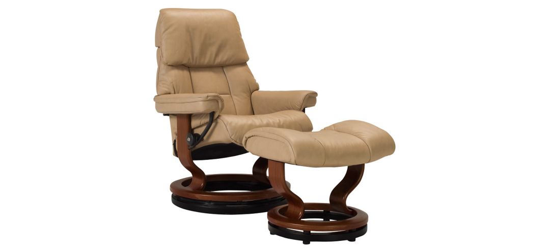 Stressless Ruby Small Leather Reclining Chair and Ottoman w/ Rings