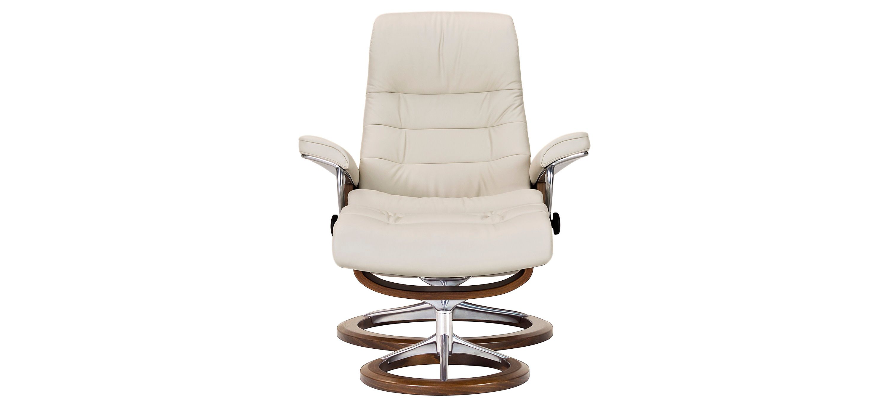 Stressless Opal Medium Leather Reclining Chair and Ottoman