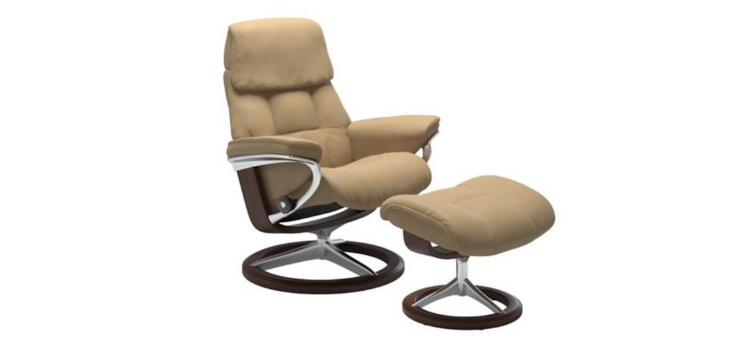 Stressless Ruby Large Signature Leather Reclining Chair and Ottoman