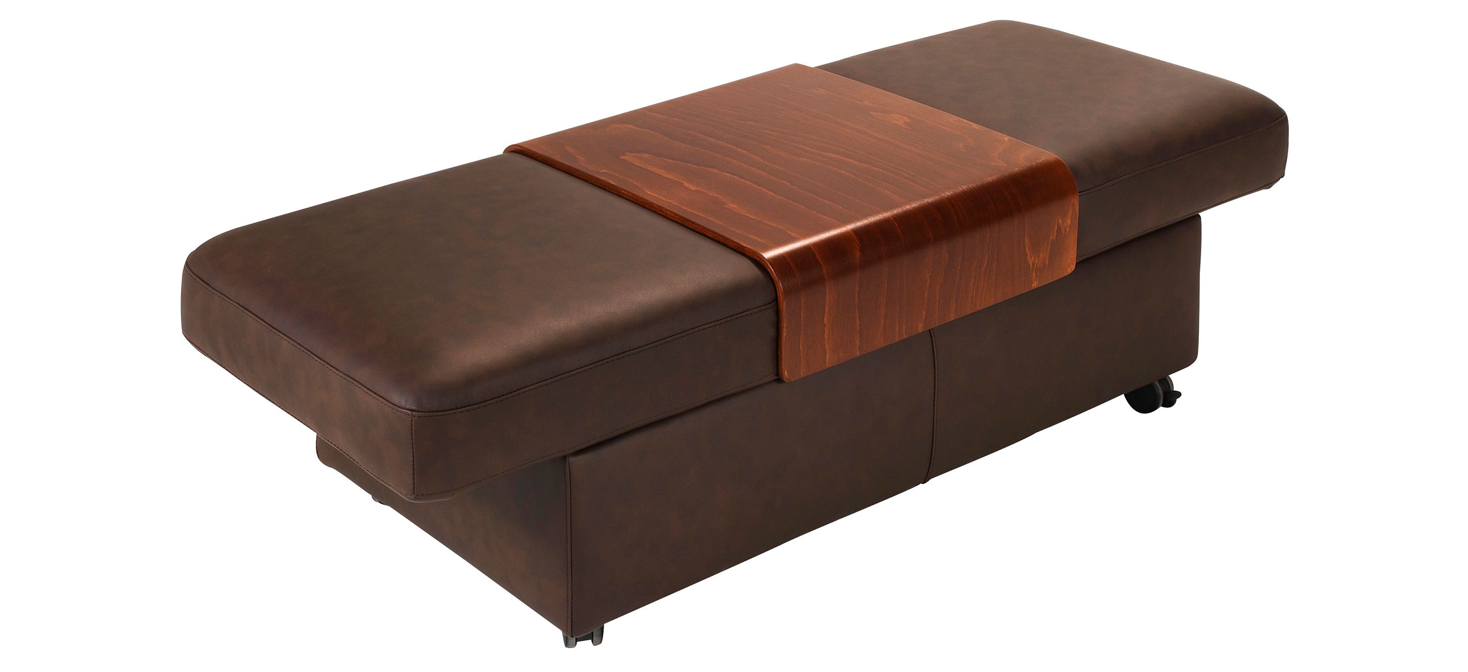 Stressless Sapphire Leather Storage Ottoman w/ Table