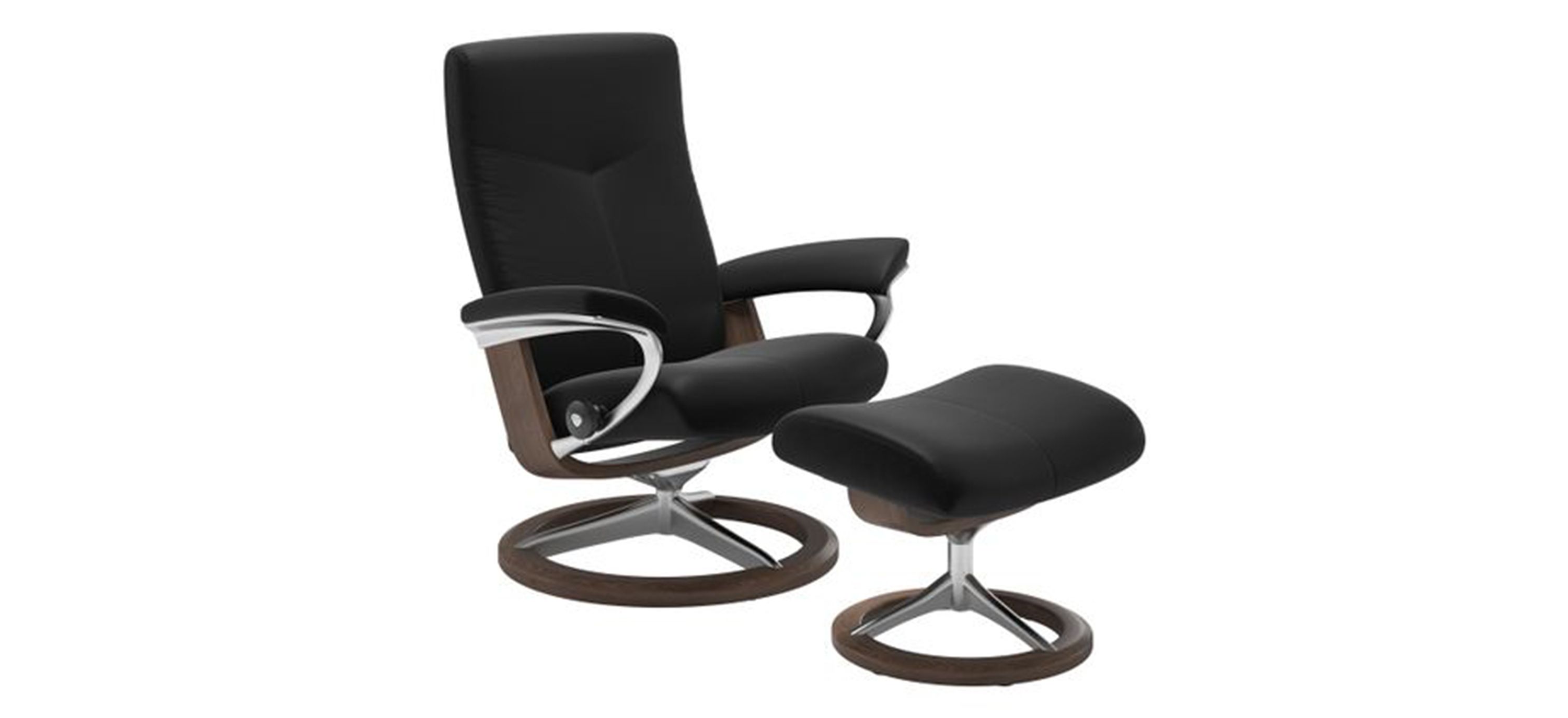 Stressless Dover Large Signature Leather Reclining Chair and Ottoman